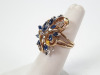 14K Gold Cluster Ring w/ Blue & Clear Stones - 2