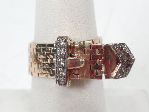 10K Gold & Diamond Flex Belt Ring