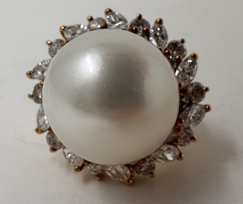18K Gold Cultured Pearl & Diamond Ring (Dayton, NJ)