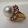 18K Gold Cultured Pearl & Diamond Ring (Dayton, NJ) - 2