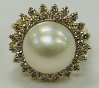 18K Gold Mabe Pearl & Diamond Ring (Dayton, NJ)