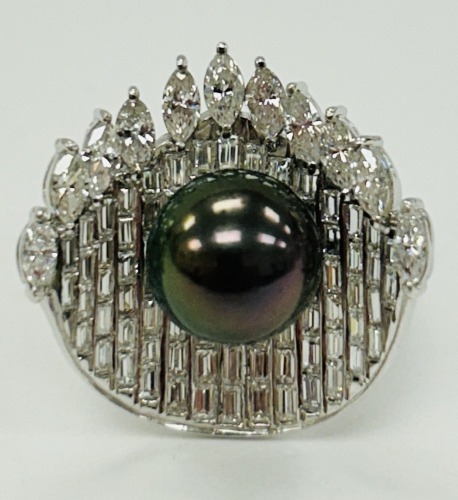 18K Gold Cultured Pearl & Diamond Ring (Dayton, NJ)