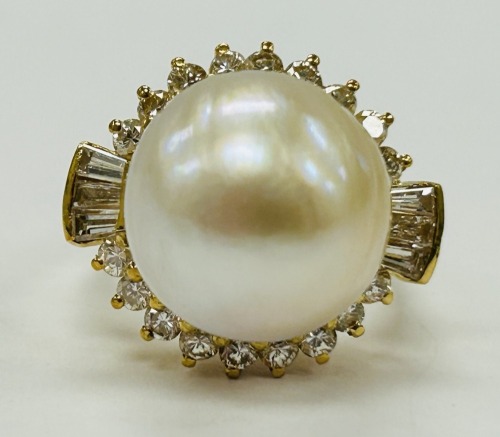 18K Gold Cultured Pearl & Diamond Ring (Dayton, NJ)