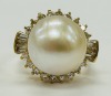 18K Gold Cultured Pearl & Diamond Ring (Dayton, NJ)