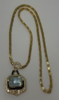18K Gold Aquamarine & Sapphire Necklace (Dayton, NJ)