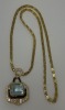 18K Gold Aquamarine & Sapphire Necklace (Dayton, NJ)