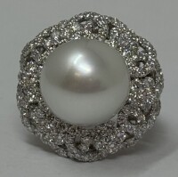 18K Gold Cultured Pearl & Diamond Ring (Dayton, NJ)