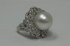 18K Gold Cultured Pearl & Diamond Ring (Dayton, NJ) - 4