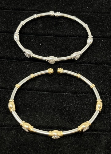 (2) 14K Gold & Diamond Cuff Bracelets (Dayton, NJ)