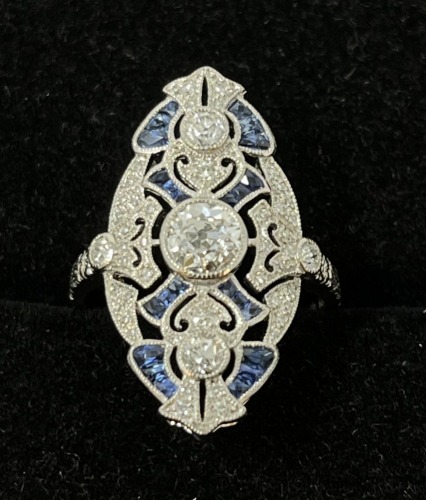 JoAq Platinum Diamond & Sapphire Ring (Dayton, NJ)