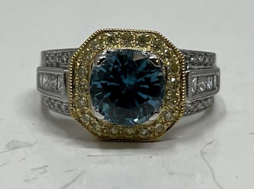 18K Gold Simon G. Zircon & Diamond Ring (Dayton, NJ)