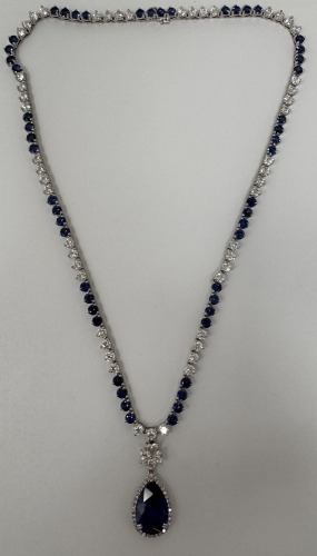 18K Gold Sapphire & Diamond Necklace (Dayton, NJ)