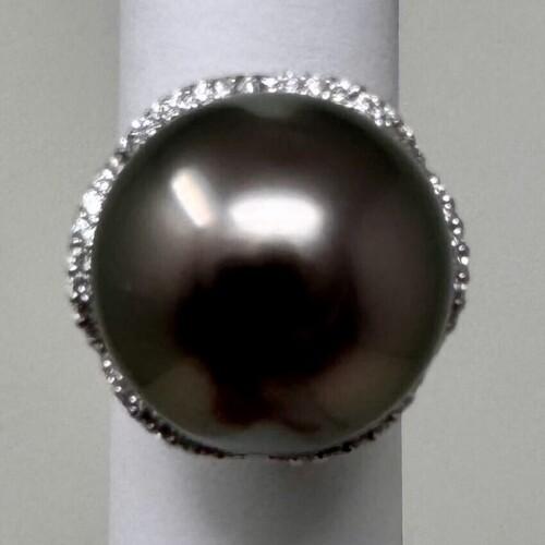 18K Gold Tahitian Pearl & Diamond Ring (Dayton, NJ)