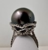 18K Gold Tahitian Pearl & Diamond Ring (Dayton, NJ) - 4