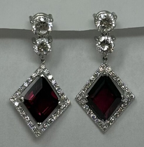18K Gold Ruby & Diamond Earrings (Dayton, NJ)