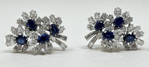 Platinum Sapphire & Diamond Earrings (Dayton, NJ)