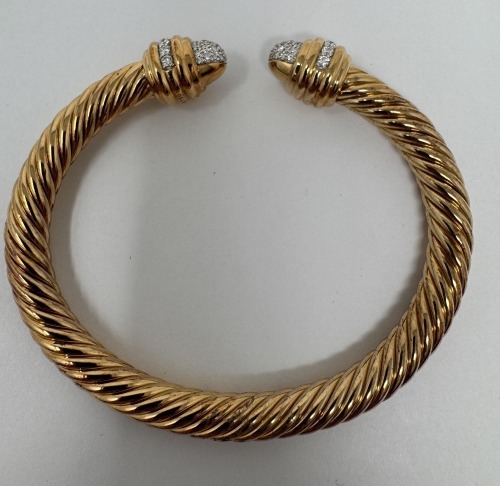 18K Gold & Diamond Cable Cuff Bracelet (Dayton, NJ)