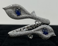 Platinum & Stainless Steal Diamond & Sapphire Hinged Bracelet (Dayton, NJ)