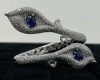 Platinum & Stainless Steal Diamond & Sapphire Hinged Bracelet (Dayton, NJ)