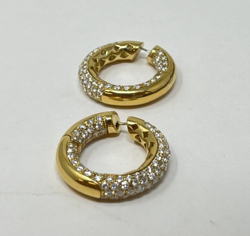 14K Gold Diamond Hoop Earrings (Dayton, NJ)