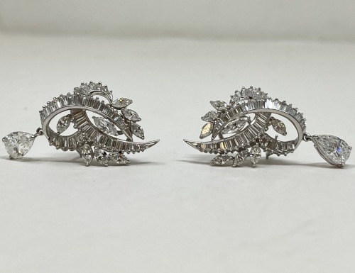 Platinum Diamond Clip Earrings (Dayton, NJ)