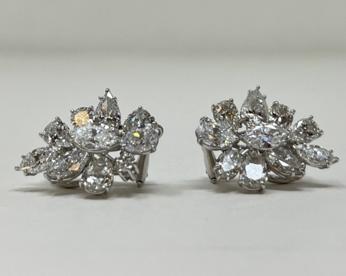 Platinum Diamond French Clip Post Earrings (Dayton, NJ)