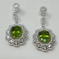 18K Gold Peridot & Diamond Earrings (Dayton, NJ)