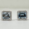 18K Gold "Diamond Direct" Diamond & Aquamarine Earrings (Dayton, NJ)