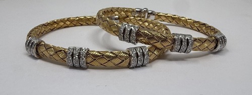(2) 18K Gold Simon G Diamond His & Hers Bracelets (Dayton, NJ)
