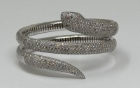 18K Gold Diamond & Emerald Hindged Snake Bracelet (Dayton, NJ)