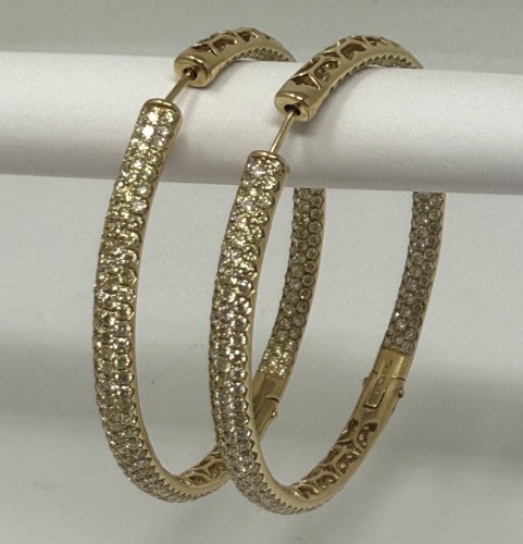 18K Gold Diamond Hoop Earrings (Dayton, NJ)