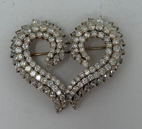 18K Gold Diamond Heart Brooch (Dayton, NJ)