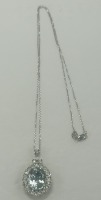 14K Gold Aquamarine & Diamond Necklace (Dayton, NJ)