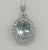14K Gold Aquamarine & Diamond Necklace (Dayton, NJ) - 2