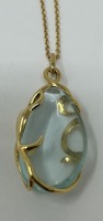 (1) 18K Gold Chain Necklace & (1) 18K Gold Diamond & Aquamarine Pendant (Dayton, NJ)