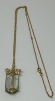 (1) 18K Gold Chain Necklace & (1) 18K Gold Dragonfly Diamond & Aquamarine Pendant (Dayton, NJ)
