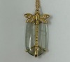 (1) 18K Gold Chain Necklace & (1) 18K Gold Dragonfly Diamond & Aquamarine Pendant (Dayton, NJ) - 2