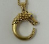 (1) 18K Gold Chain Necklace & (1) 18K Gold Dragon Sapphire Pendant (Dayton, NJ) - 2