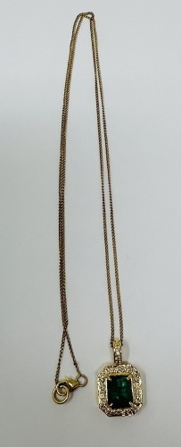 925 & Gold Plate Necklace & 14K Gold Emeald & Diamond Pendant (Dayton, NJ)