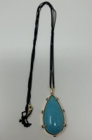 Steel Chain w/ 18K Clasp & 18K Gold Turquoise Pendant (Dayton, NJ)