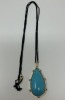 Steel Chain w/ 18K Clasp & 18K Gold Turquoise Pendant (Dayton, NJ)
