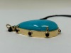 Steel Chain w/ 18K Clasp & 18K Gold Turquoise Pendant (Dayton, NJ) - 2