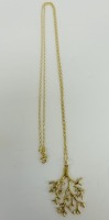 14K Gold Chian Necklace & 18K Gold Coral Banch Motif Pendant (Dayton, NJ)