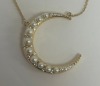 18K Gold Diamond & Pearl Crescent Moon Necklace (Dayton, NJ) - 2
