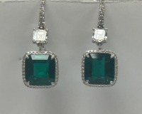 18K Gold Emerald & Diamond Earrings (Dayton, NJ)
