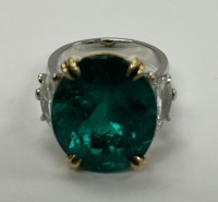 18K Gold & Platinum Emerald & Diamond Ring (Dayton, NJ)