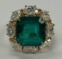 18K Gold Emerald & Diamond Ring (Dayton, NJ)