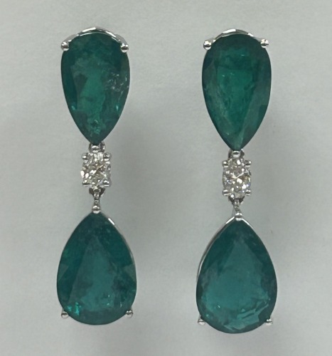 18K Gold Emerald & Diamond Earrings (Dayton, NJ)