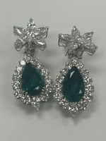 18K Gold Emeral & Diamond Earrings (Dayton, NJ)