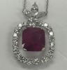Gold Glass-Ruby & Diamond Pendant and Chain (Dayton, NJ) - 2
